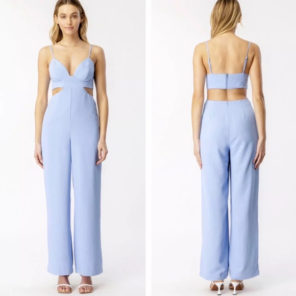 BARDOT Light Blue Cutout Jumpsuit - Picture 1 of 5